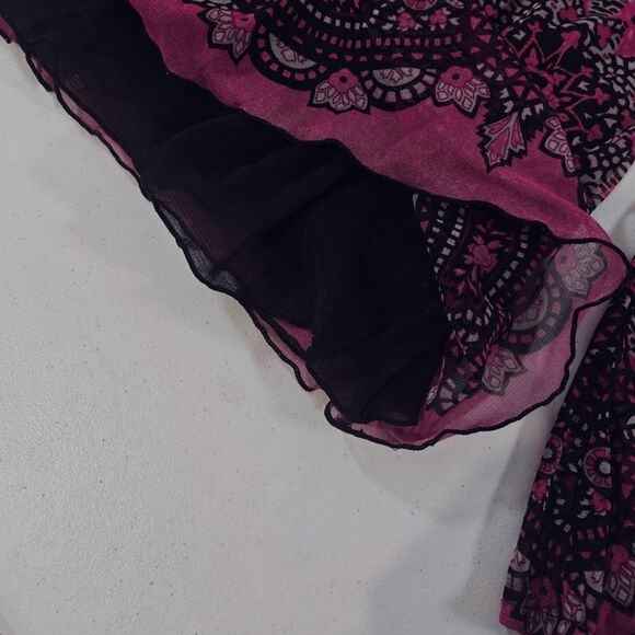 Vtg Y2K Babydoll Mesh Top Shirt XL Floral Smocked Whimsigoth Fairy Boho INC Long - Picture 4 of 8